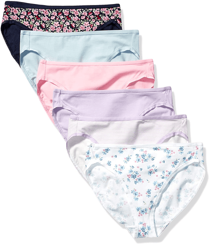 Amazon Essentials Women'S Cotton High Leg Brief Underwear, Multipacks Apparel & Accessories > Clothing > Underwear & Socks > Underwear KYLIE MAX Wildflowers 6 Medium