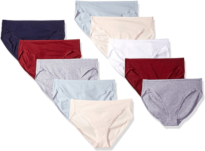 Amazon Essentials Women'S Cotton High Leg Brief Underwear, Multipacks Apparel & Accessories > Clothing > Underwear & Socks > Underwear KYLIE MAX Warm Shades/Cool Colors 10 X-Small