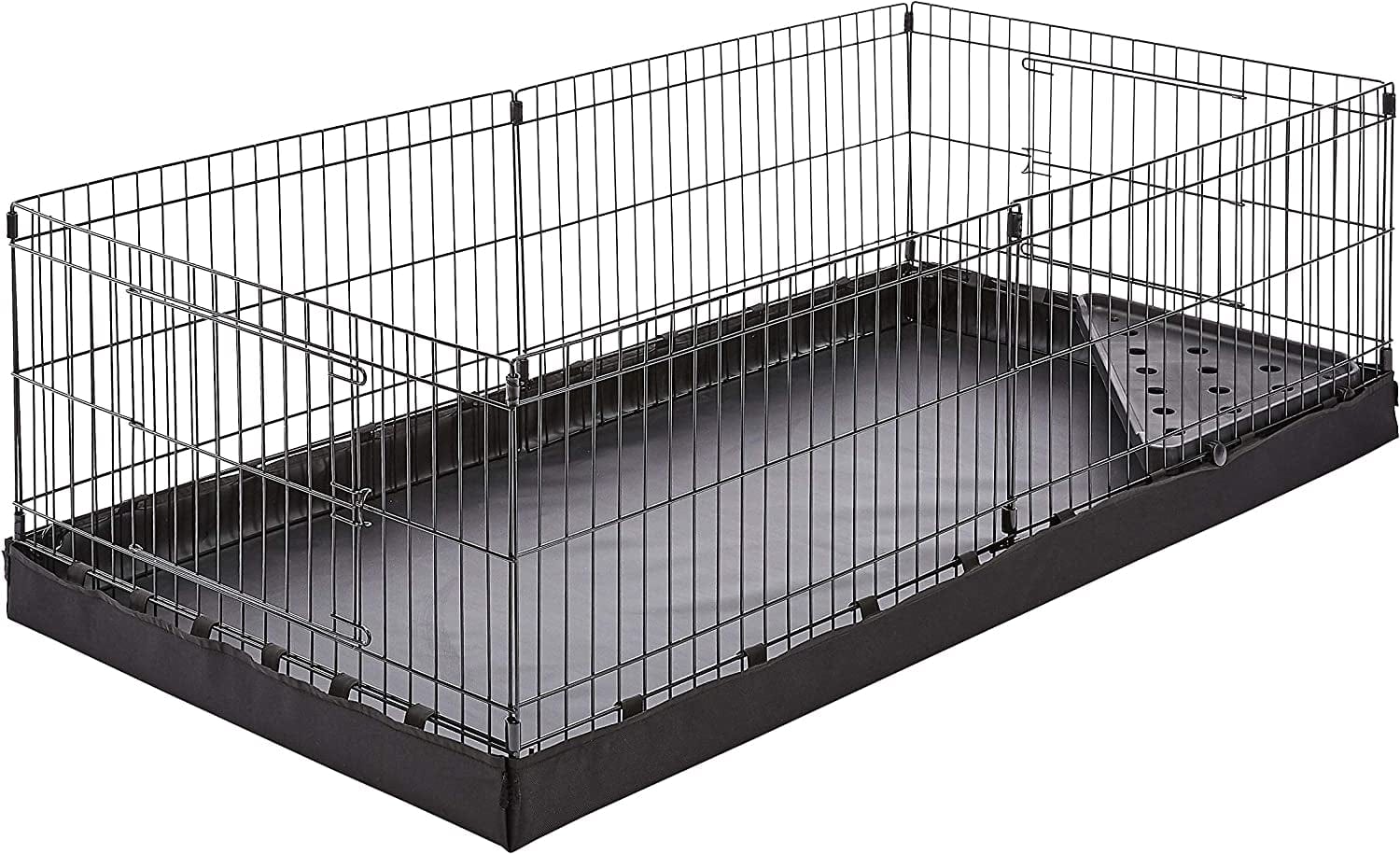 Amazonbasics Canvas Bottom Pet Cage with Divider Set, Black Black / Canvas Bottom Pet Cage