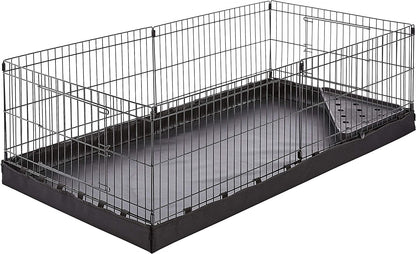 Amazonbasics Canvas Bottom Pet Cage with Divider Set, Black Black / Canvas Bottom Pet Cage
