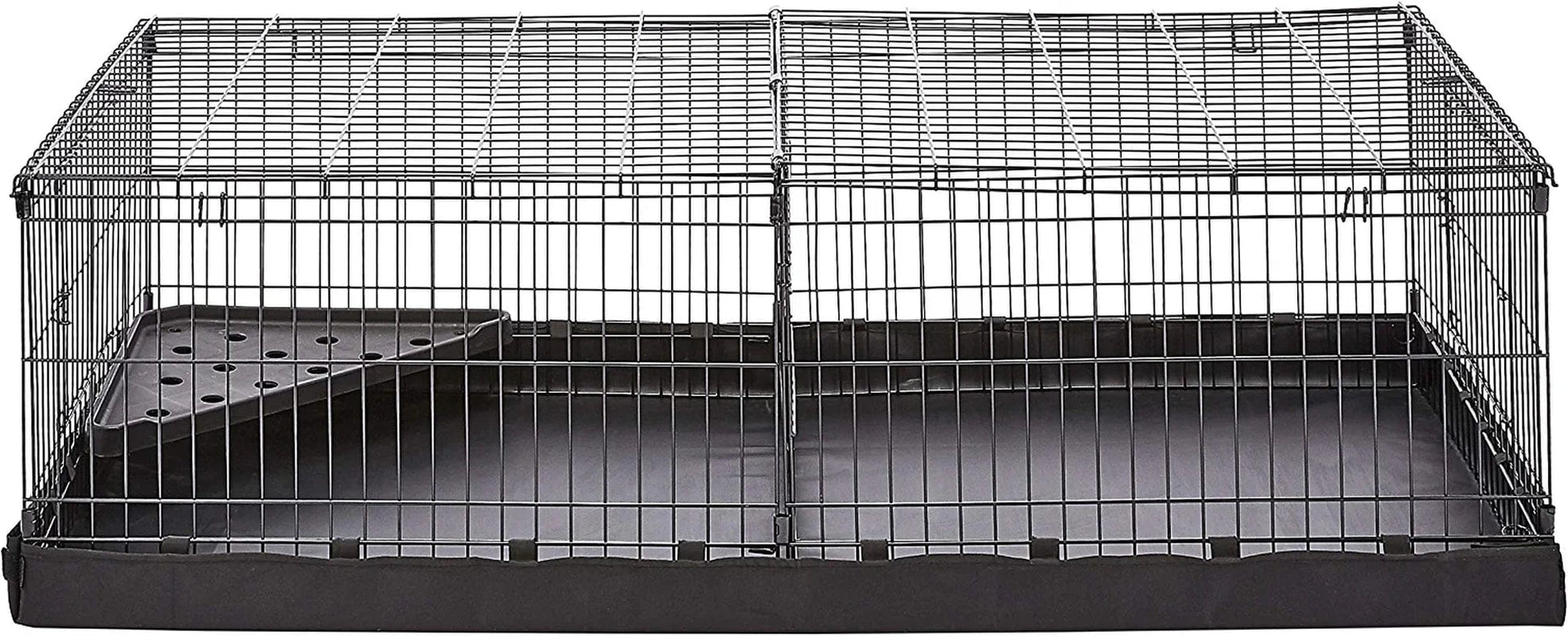 Amazonbasics Canvas Bottom Pet Cage with Divider Set, Black