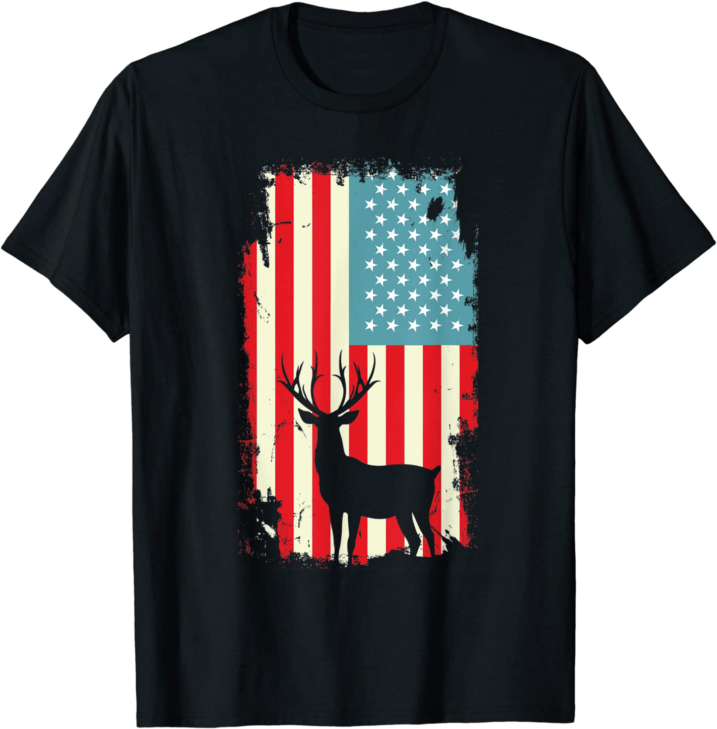 American Deer Hunter Patriotic T Shirt For men Women Arts & Entertainment > Party & Celebration > Gift Giving HUNTER Black Men Large