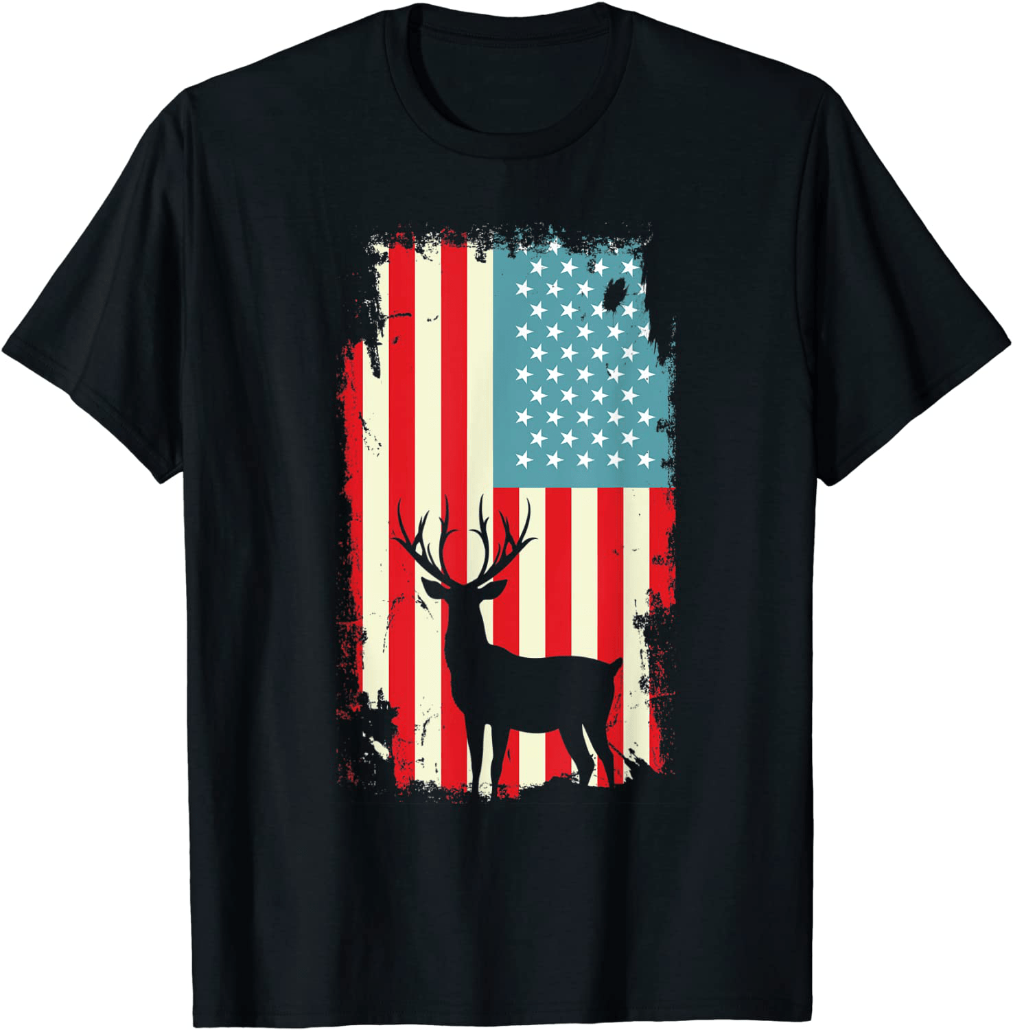 American Deer Hunter Patriotic T Shirt For men Women Arts & Entertainment > Party & Celebration > Gift Giving HUNTER Black Men Large