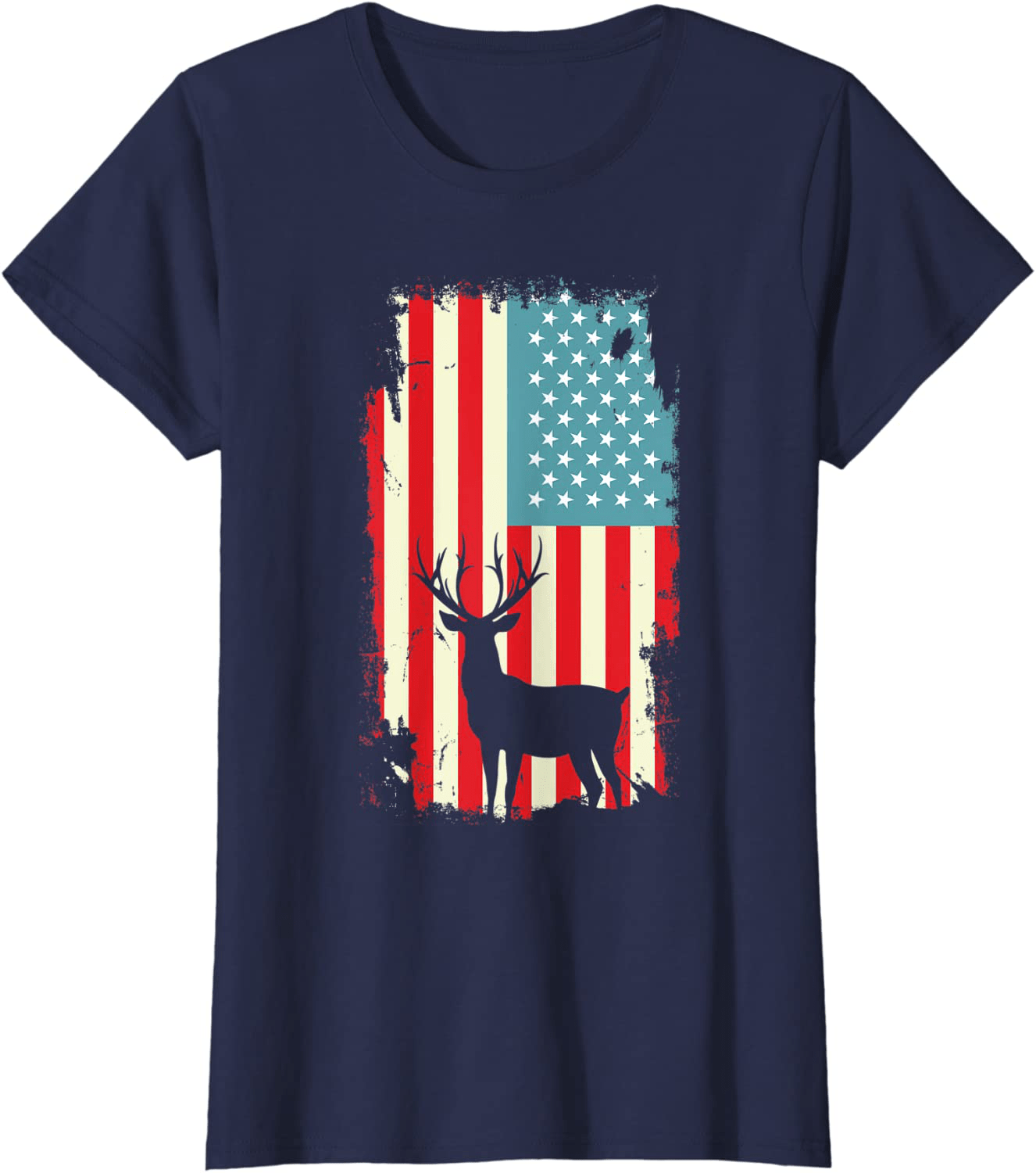 American Deer Hunter Patriotic T Shirt For men Women Arts & Entertainment > Party & Celebration > Gift Giving HUNTER Navy Women 2XL