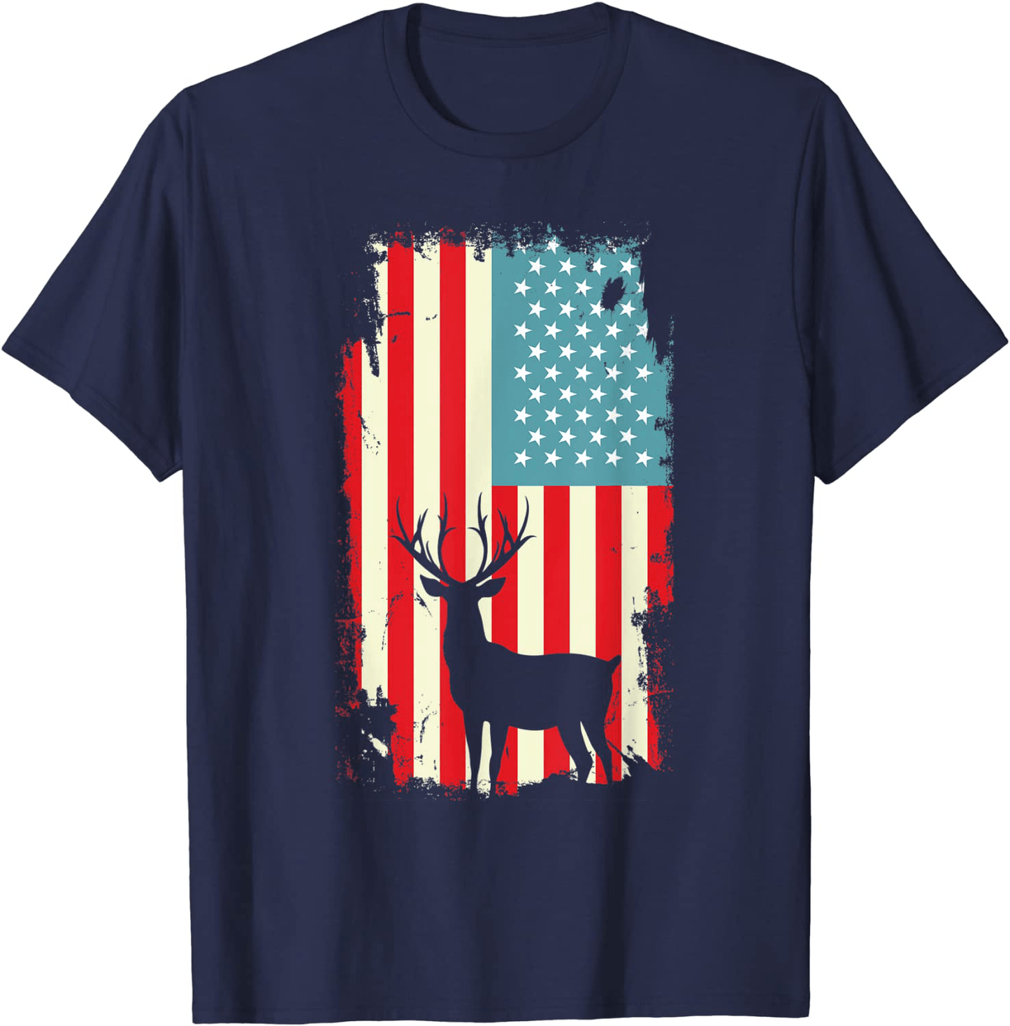 American Deer Hunter Patriotic T Shirt For men Women Arts & Entertainment > Party & Celebration > Gift Giving HUNTER Navy Men XL