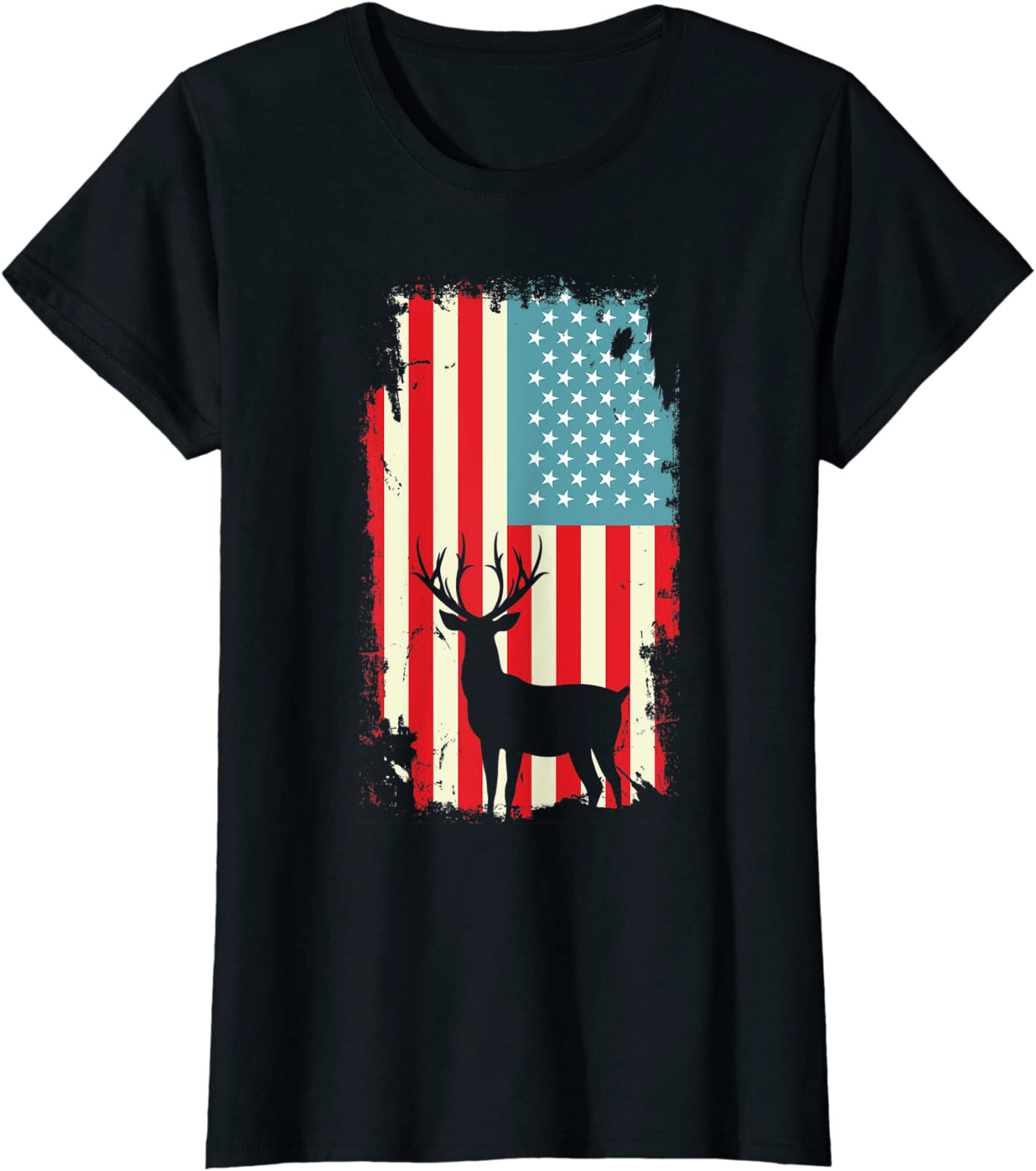 American Deer Hunter Patriotic T Shirt For men Women Arts & Entertainment > Party & Celebration > Gift Giving HUNTER Black Women Large