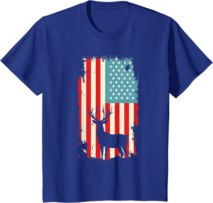 American Deer Hunter Patriotic T Shirt For men Women Arts & Entertainment > Party & Celebration > Gift Giving HUNTER Royal Blue Youth Kids 10