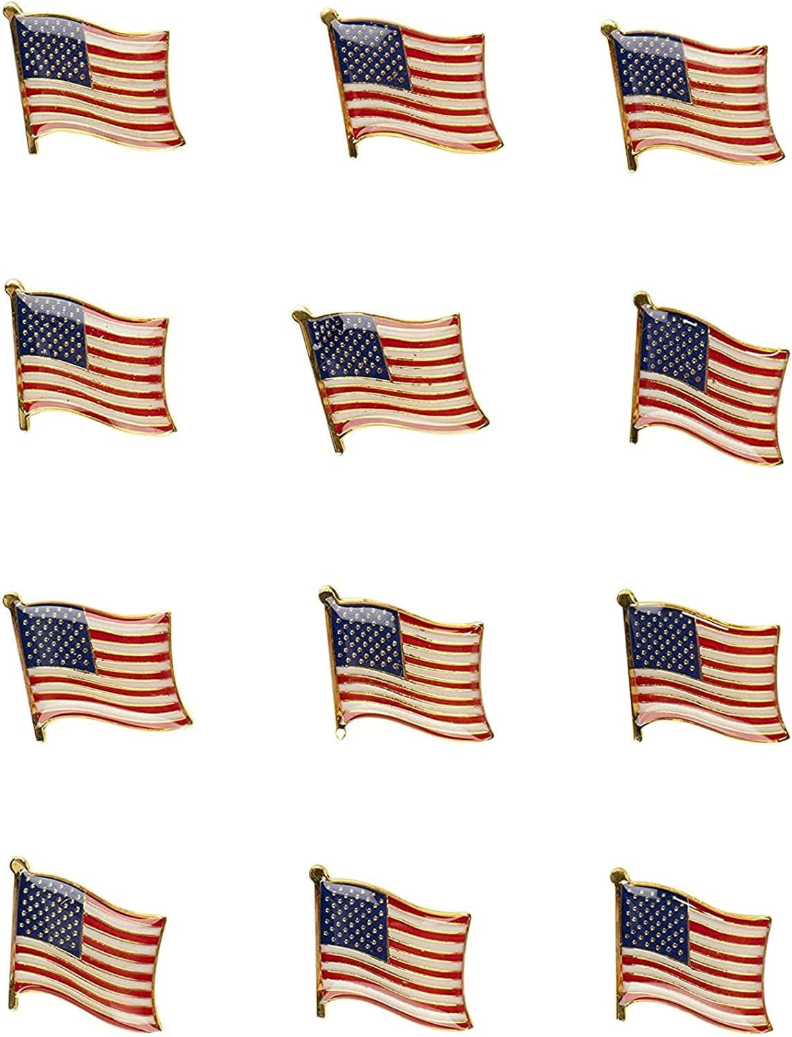 American Flag Lapel Pins Set for Suits, Gold, Small