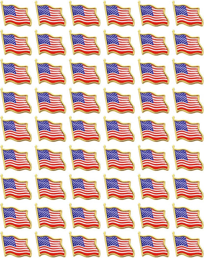 American Flag Lapel Pins - USA Waving Flag Pins United States US Badge Pins Brooch-24/50/100 Pack 100