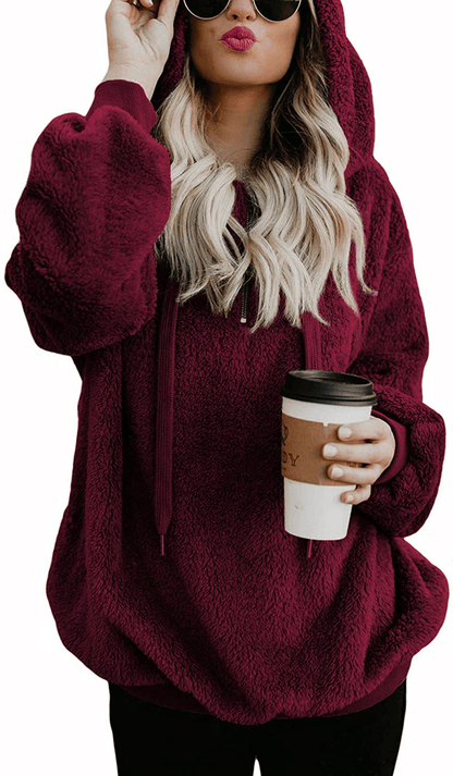 American Trends Oversized Sweatshirts for Women Athletic Womens Sherpa Hoodie Fluffy Women'S Hoodies Pullover with Pockets Apparel & Accessories > Clothing > Activewear Kylie Max   