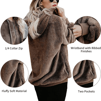 American Trends Oversized Sweatshirts for Women Athletic Womens Sherpa Hoodie Fluffy Women'S Hoodies Pullover with Pockets Apparel & Accessories > Clothing > Activewear Kylie Max   