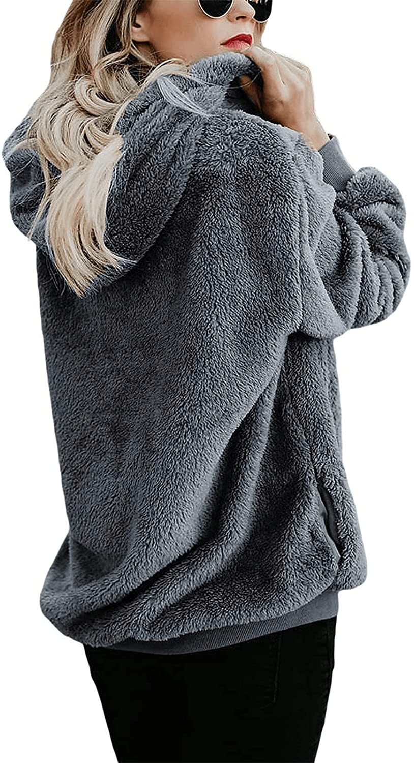 American Trends Oversized Sweatshirts for Women Athletic Womens Sherpa Hoodie Fluffy Women'S Hoodies Pullover with Pockets Apparel & Accessories > Clothing > Activewear Kylie Max   