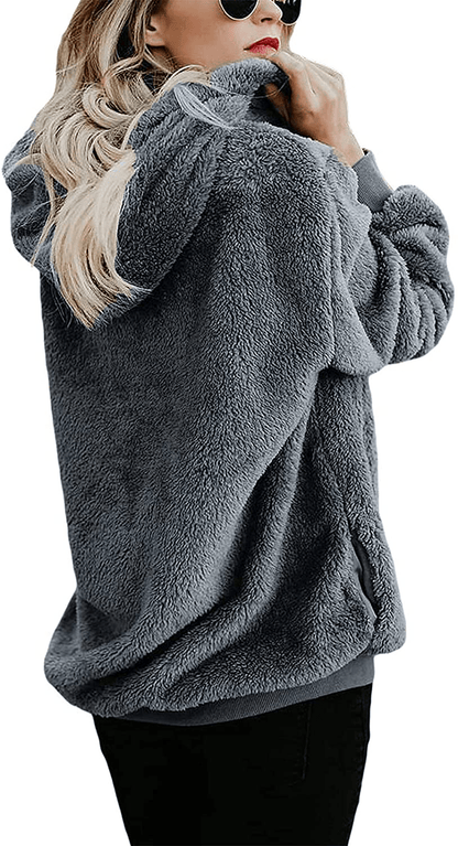American Trends Oversized Sweatshirts for Women Athletic Womens Sherpa Hoodie Fluffy Women'S Hoodies Pullover with Pockets Apparel & Accessories > Clothing > Activewear Kylie Max   