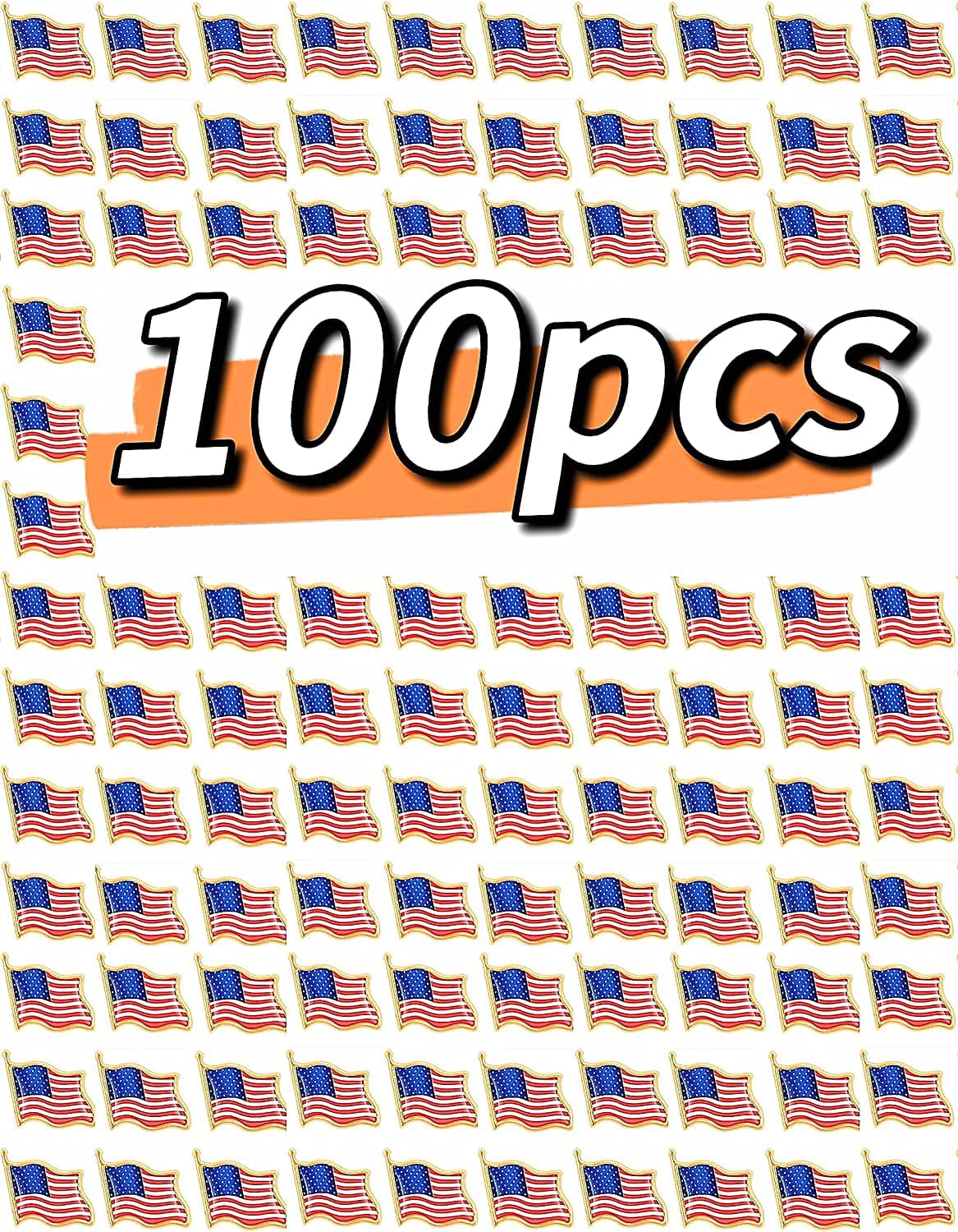 American USA Flag Lapel Pins Usa Pins Badge Patriotic Enamel Blazer Lapel Pin for Women Men (100PCS) 100PCS
