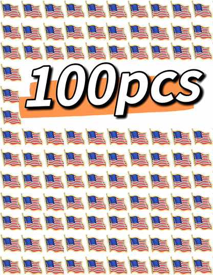 American USA Flag Lapel Pins Usa Pins Badge Patriotic Enamel Blazer Lapel Pin for Women Men (100PCS) 100PCS