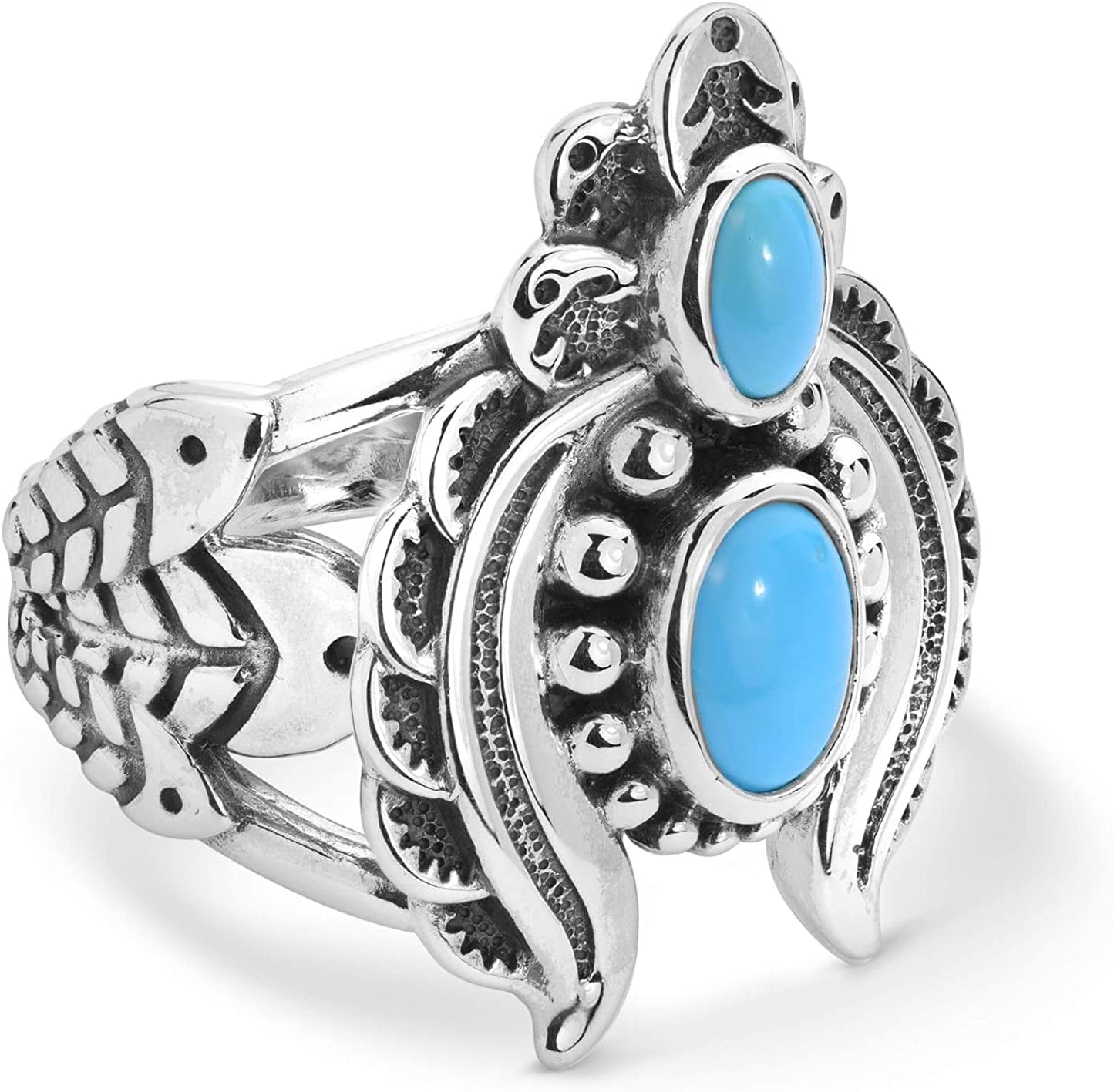 American West Sterling Silver Blue Lapis, Blue Turquoise or White Mother of Pearl Gemstone Naja Ring Size 5 to 10 Sleeping Beauty Turquoise / 5