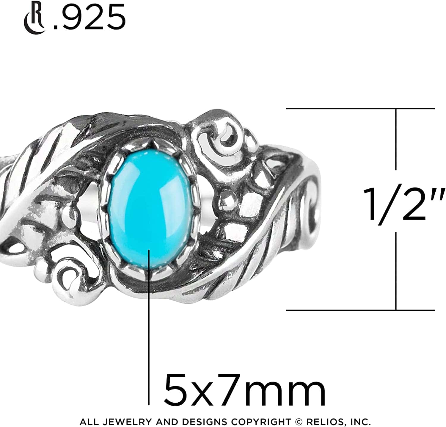 American West Sterling Silver Women'S Ring Choice of Gemstone Color Leaf Rosette Design Sizes 5 to 10