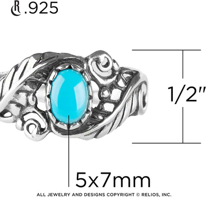 American West Sterling Silver Women'S Ring Choice of Gemstone Color Leaf Rosette Design Sizes 5 to 10