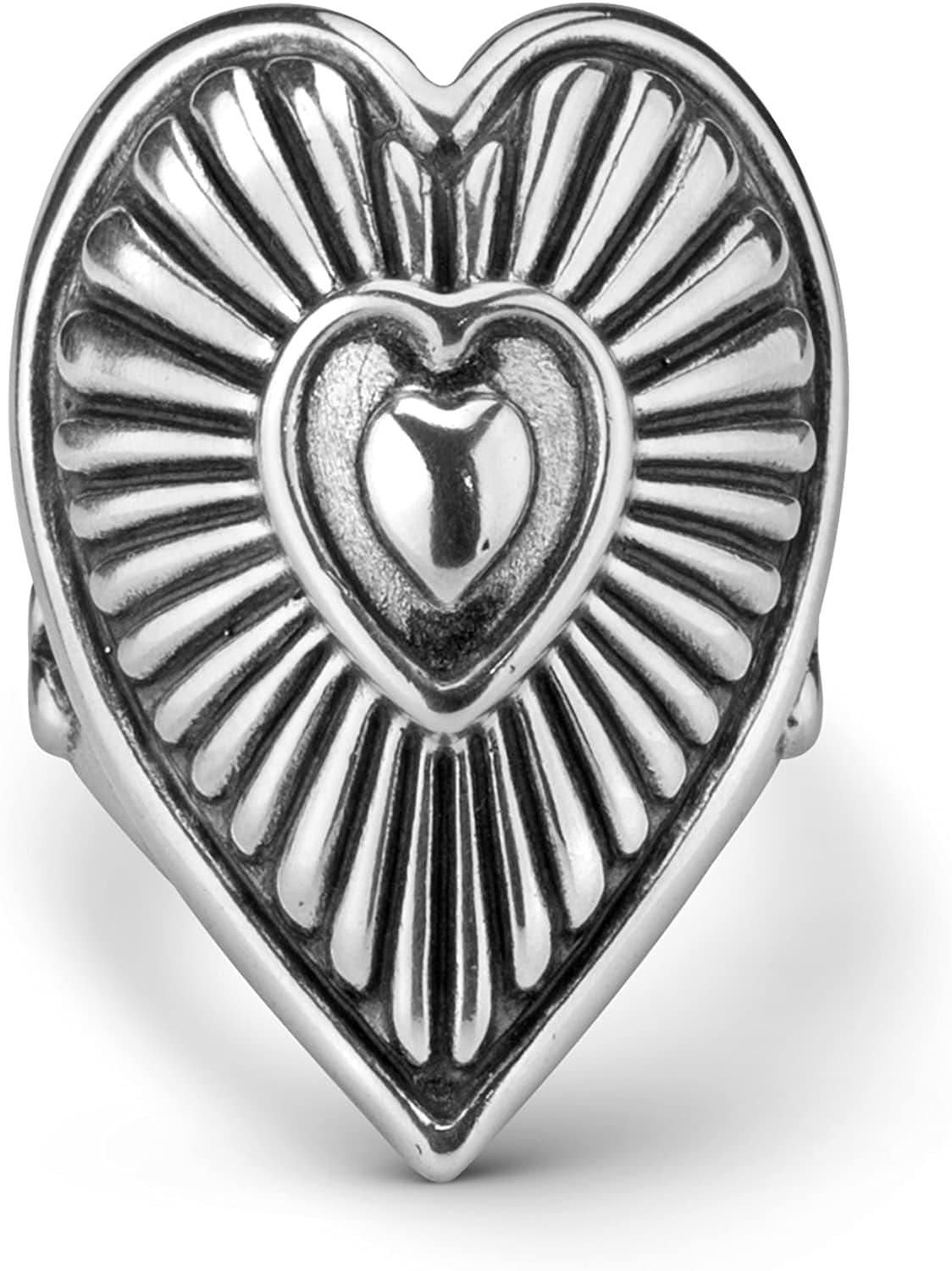 American West Sterling Silver Women'S Statement Ring Heart & Sunburst Design Size 5 to 10