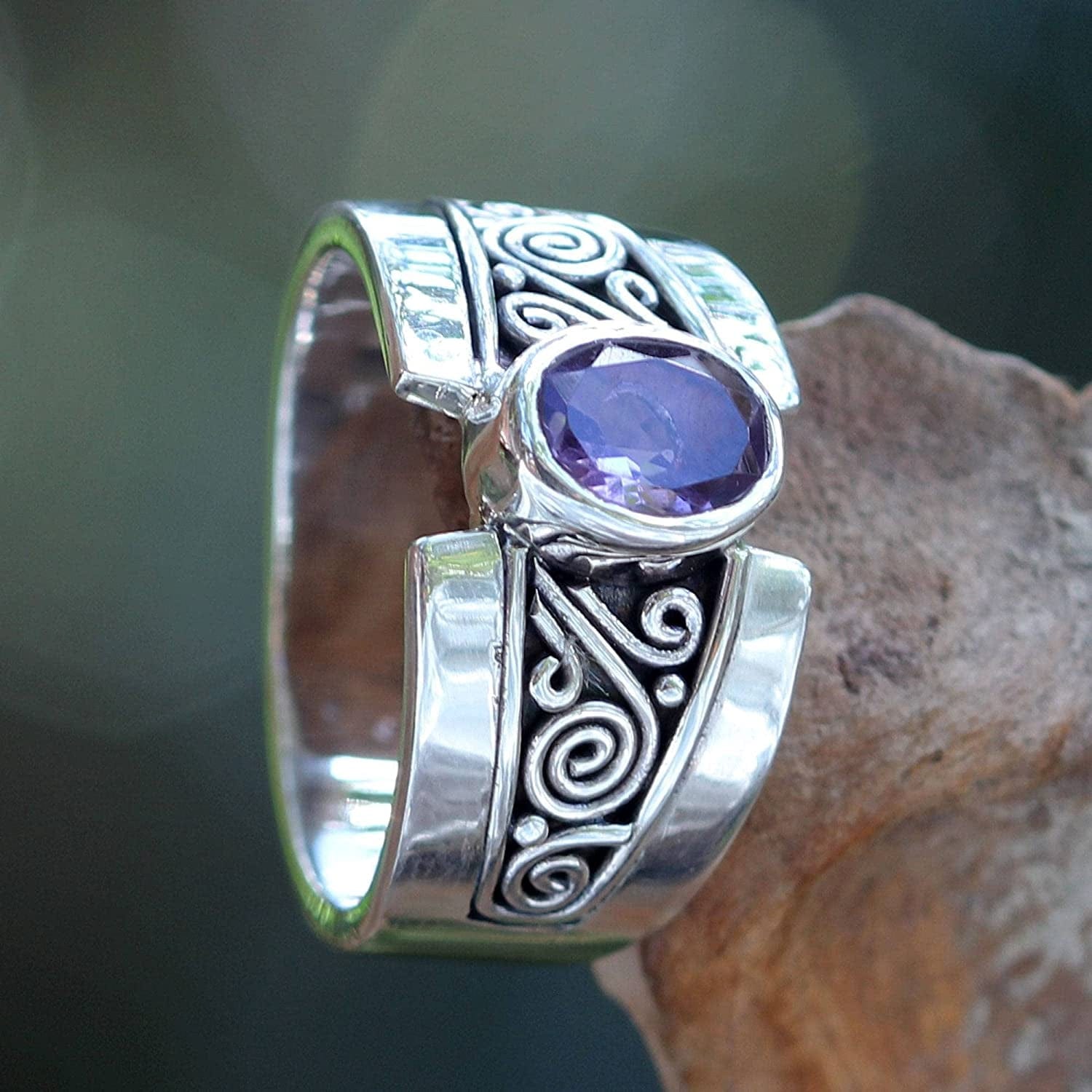Amethyst .925 Sterling Silver Cocktail Ring, Purple Karma'