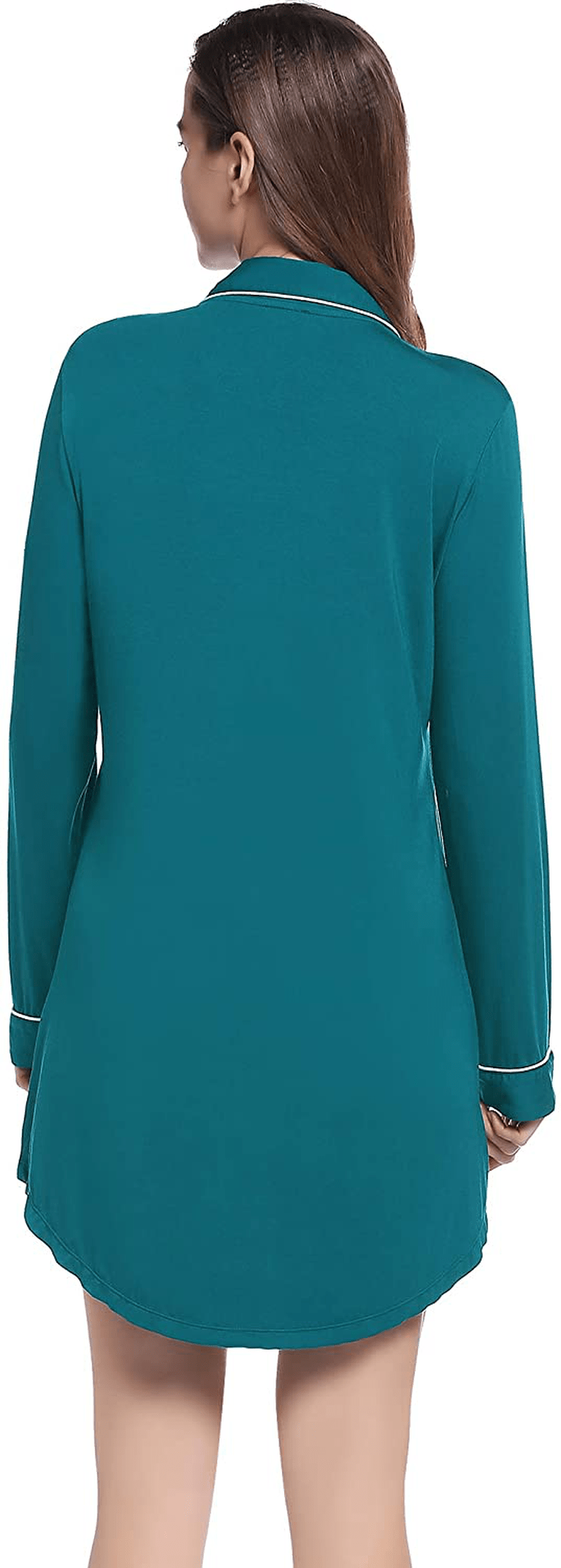 Amorbella Womens Long Sleeve Nightgown Button down Nightshirt Bamboo Sleep Shirt Soft Pajama Top Apparel & Accessories > Clothing > Sleepwear & Loungewear > Nightgowns Kylie Max   