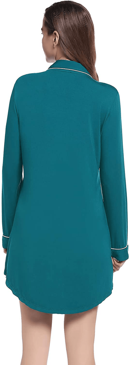 Amorbella Womens Long Sleeve Nightgown Button down Nightshirt Bamboo Sleep Shirt Soft Pajama Top Apparel & Accessories > Clothing > Sleepwear & Loungewear > Nightgowns Kylie Max   