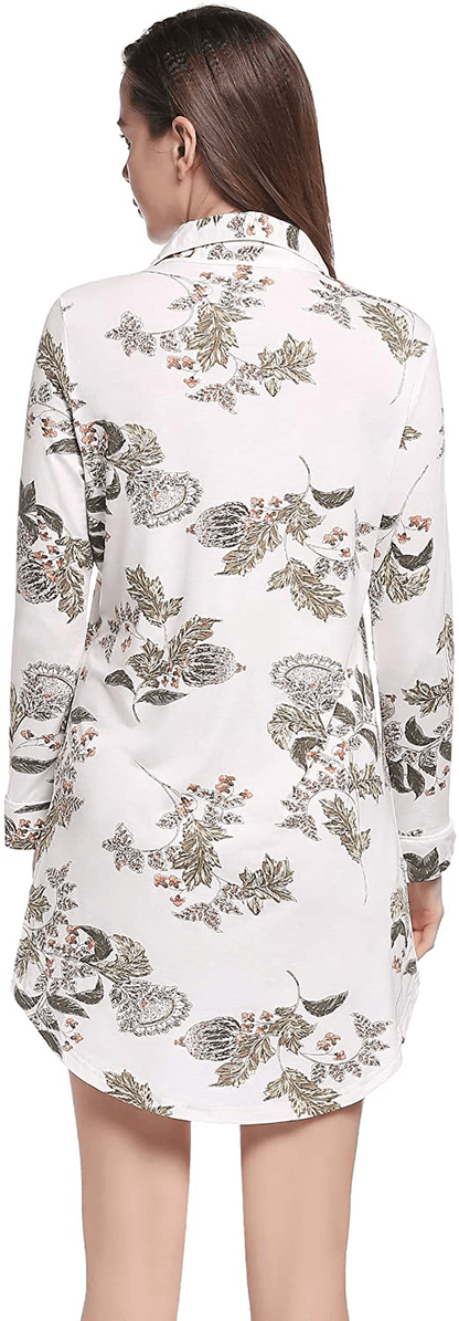 Amorbella Womens Long Sleeve Nightgown Button down Nightshirt Bamboo Sleep Shirt Soft Pajama Top Apparel & Accessories > Clothing > Sleepwear & Loungewear > Nightgowns Kylie Max   