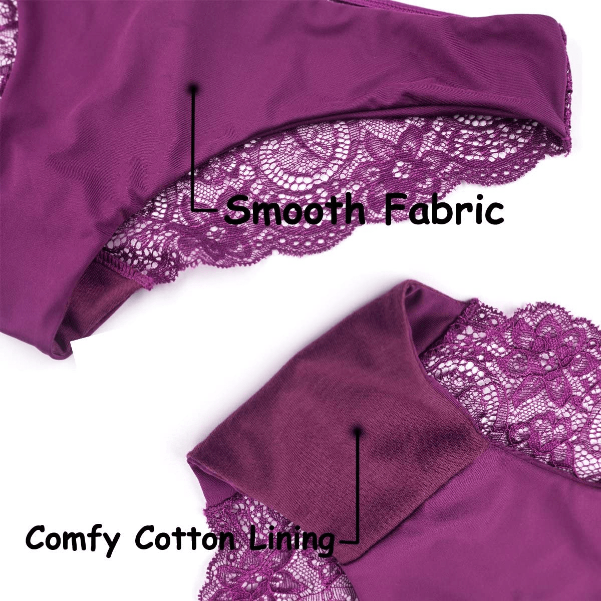 Amorfati Women¡¯S Bikini Panties Soft Lace Cheeky No Panty Line Bikini Underwear Seamless Briefs 6-Pack Apparel & Accessories > Clothing > Underwear & Socks > Underwear AMORFATI SERIES   