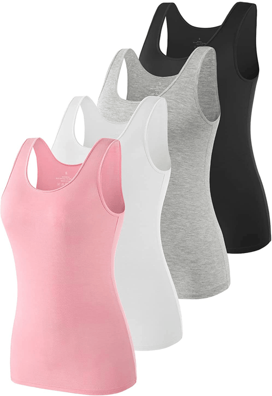 AMVELOP Elastic Tank Tops for Women Undershirts Pack of 4 Slim-Fit Apparel & Accessories > Clothing > Activewear Kylie Max   