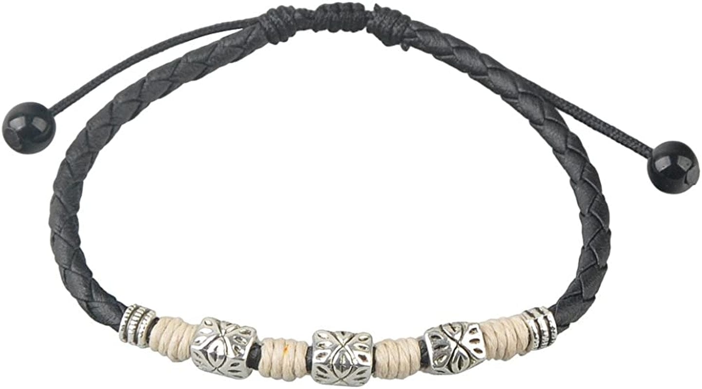 Ancient Tribe Handmade Adjustable Black Leather Anklet,Women'S Apparel & Accessories > Jewelry > Anklets Ancient Tribe White  