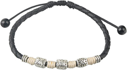 Ancient Tribe Handmade Adjustable Black Leather Anklet,Women'S Apparel & Accessories > Jewelry > Anklets Ancient Tribe White  