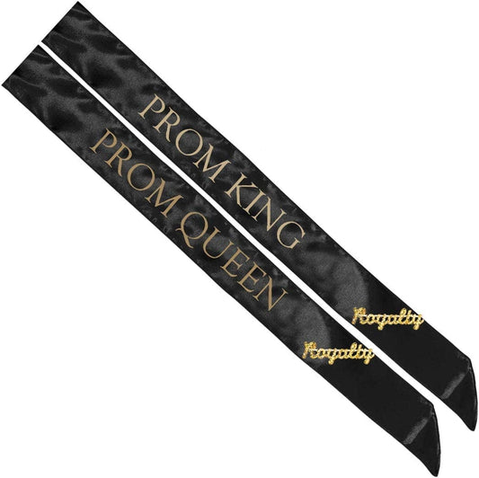 Anderson'S Black Prom Royalty Sash Set, 2 Sashes and 2 Royalty Pins Apparel & Accessories > Clothing Accessories > Sashes Anderson's Black/Gold Sashes/Gold Royalty Pins  