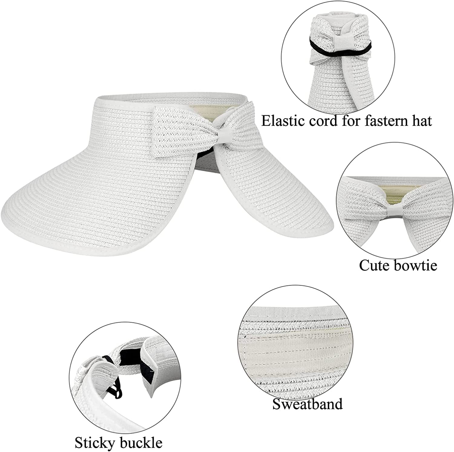 Andiker Women Roll up Sun Visors Hat, Fordable Wide Brim Ponytail Beach Hat with a Storage Bag Apparel & Accessories > Clothing Accessories > Hats Andiker   