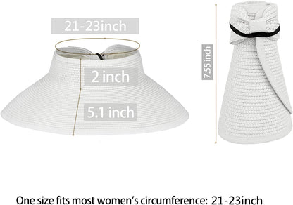 Andiker Women Roll up Sun Visors Hat, Fordable Wide Brim Ponytail Beach Hat with a Storage Bag Apparel & Accessories > Clothing Accessories > Hats Andiker   