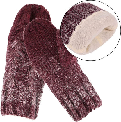 ANDORRA 3 in 1 Women Soft Warm Thick Cable Knitted Hat Scarf & Gloves Winter Set Apparel & Accessories > Clothing Accessories > Gloves & Mittens ANDORRA   