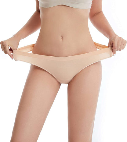 ANEDIT Seamless Thongs for Women Thongs for Women Pack Underwear No Show Breathable Low Waist Thongs Panties T-Back 6 Pack