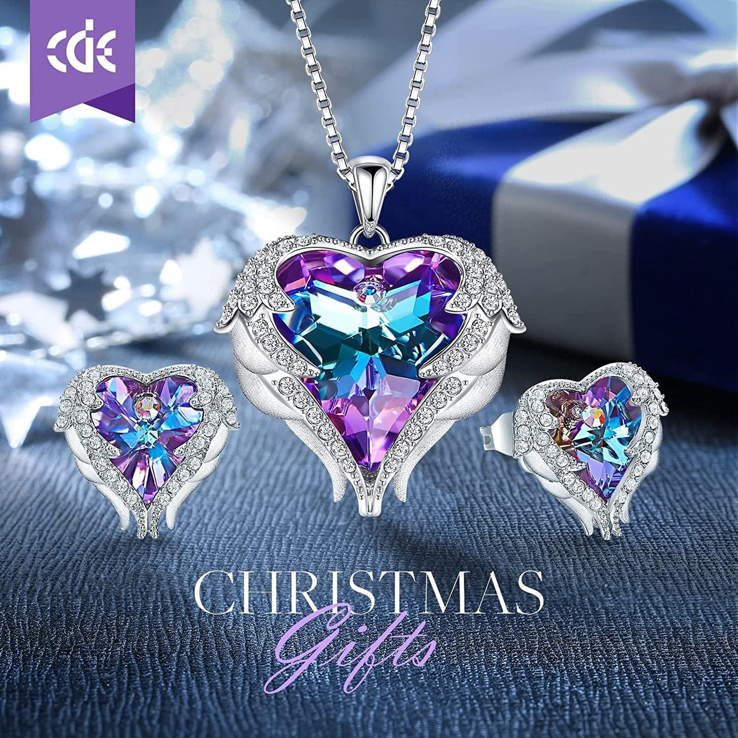 Angel Wing Love Heart Necklaces and Earrings Silver Tone/Gold Tone Jewelry Sets Birthday/Anniversary Christmas Jewelry Gifts for Women Mom/Wife/Sister/Best Friend