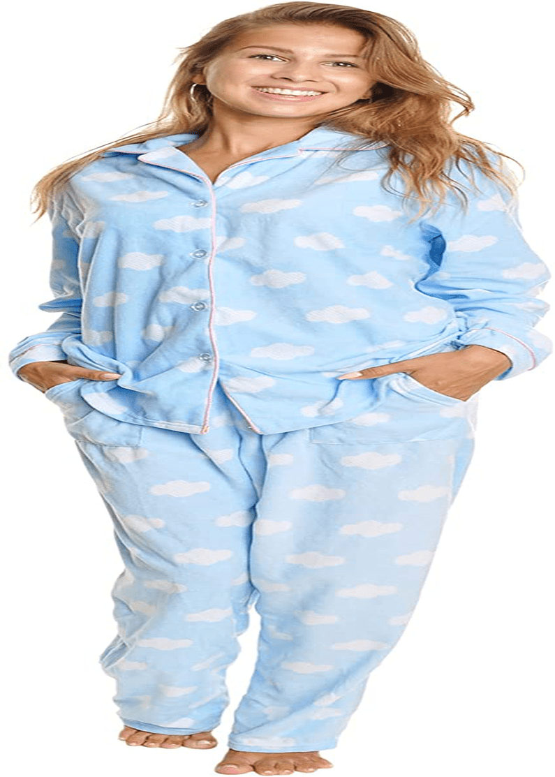Angelina Women's Cozy Fleece Pajama Set Apparel & Accessories > Clothing > Sleepwear & Loungewear > Pajamas Angelina Clouds With Pockets on the Pants Medium 