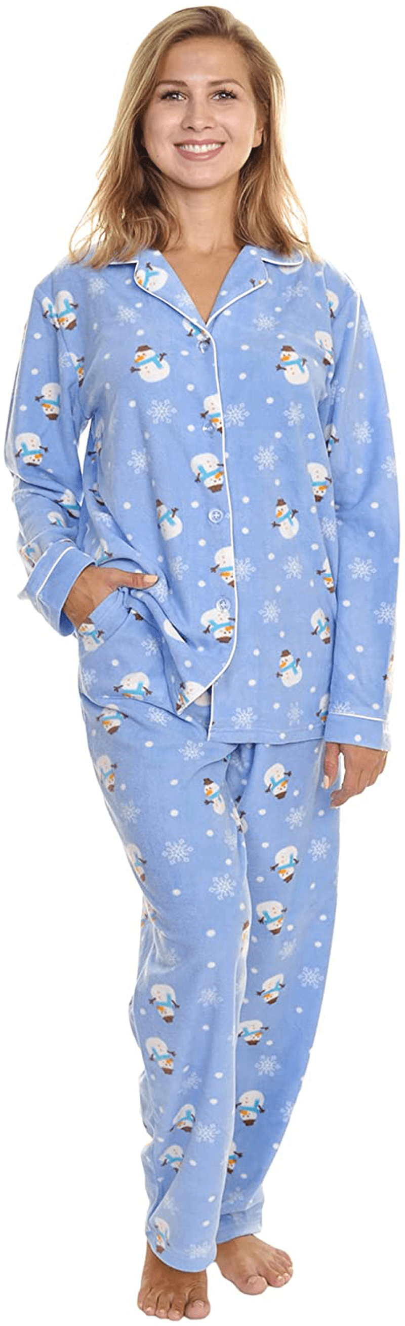 Angelina Women's Cozy Fleece Pajama Set Apparel & Accessories > Clothing > Sleepwear & Loungewear > Pajamas Angelina Snowman XX-Large 