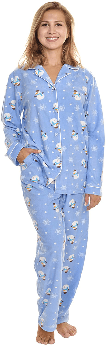 Angelina Women's Cozy Fleece Pajama Set Apparel & Accessories > Clothing > Sleepwear & Loungewear > Pajamas Angelina Snowman XX-Large 