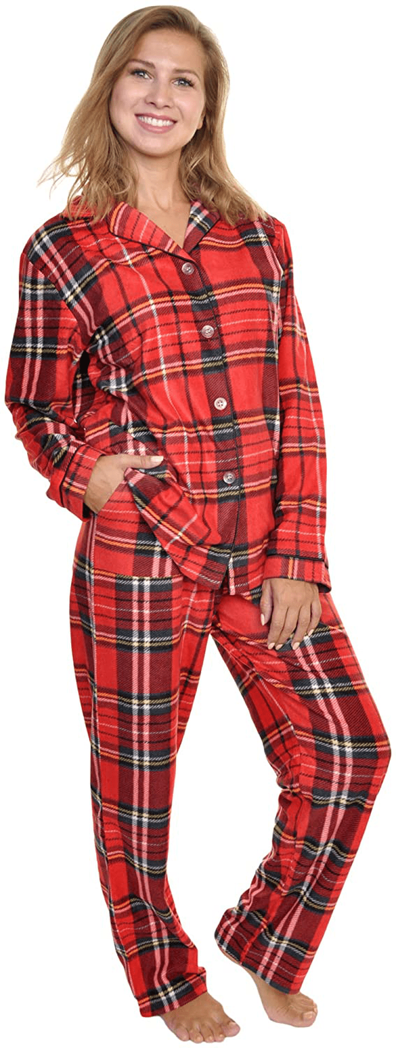 Angelina Women's Cozy Fleece Pajama Set Apparel & Accessories > Clothing > Sleepwear & Loungewear > Pajamas Angelina Christmas Plaid Small 