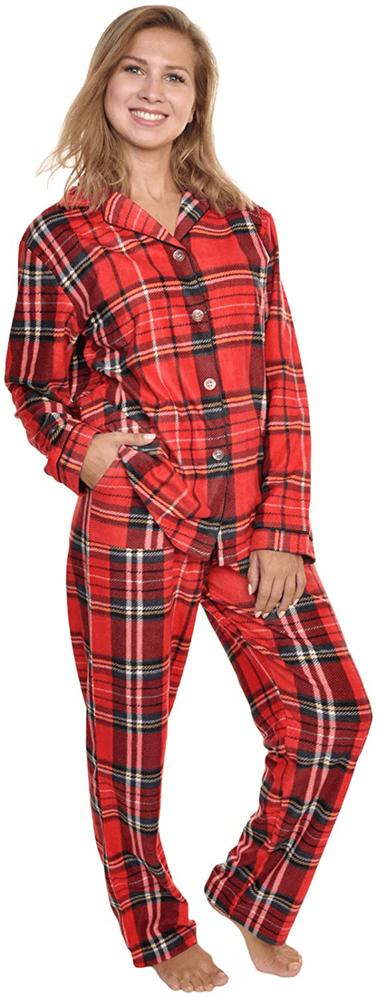 Angelina Women's Cozy Fleece Pajama Set Apparel & Accessories > Clothing > Sleepwear & Loungewear > Pajamas Angelina Christmas Plaid Small 