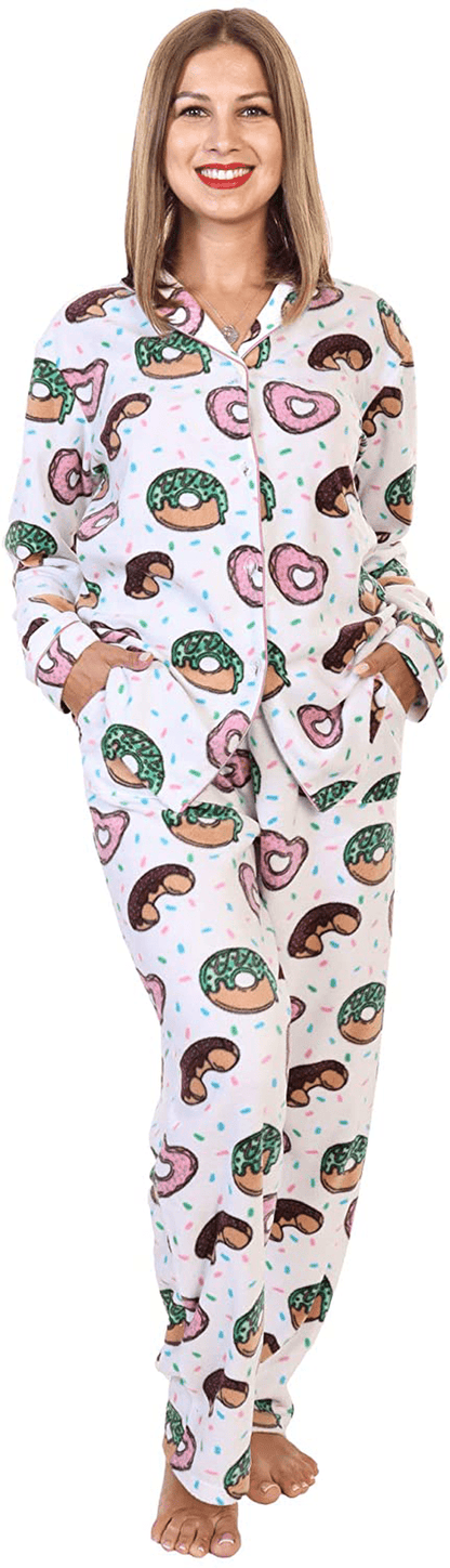 Angelina Women's Cozy Fleece Pajama Set Apparel & Accessories > Clothing > Sleepwear & Loungewear > Pajamas Angelina Donuts X-Large 