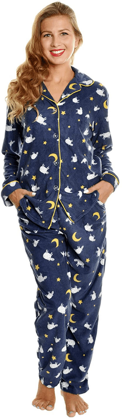 Angelina Women's Cozy Fleece Pajama Set Apparel & Accessories > Clothing > Sleepwear & Loungewear > Pajamas Angelina Sheep With Pockets on Pants Medium 