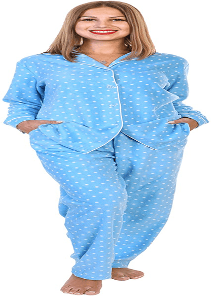 Angelina Women's Cozy Fleece Pajama Set Apparel & Accessories > Clothing > Sleepwear & Loungewear > Pajamas Angelina Light Blue With Small White Dots 3X-Large 