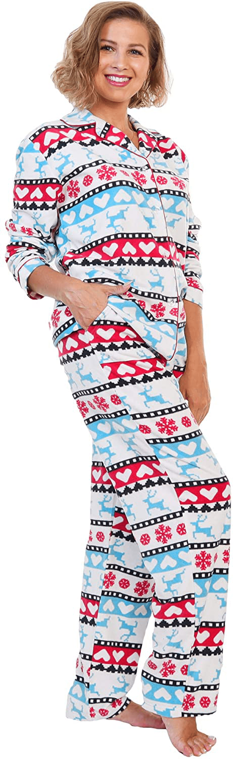 Angelina Women's Cozy Fleece Pajama Set Apparel & Accessories > Clothing > Sleepwear & Loungewear > Pajamas Angelina Christmas Fairisle Reindeer Pattern X-Large 