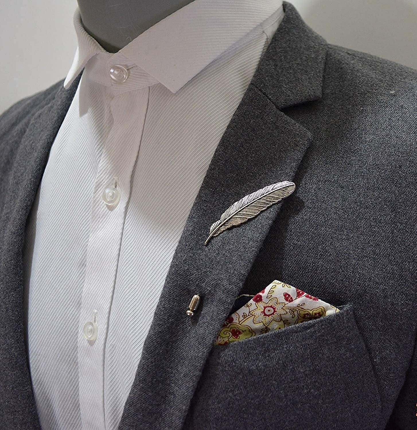 Angelshop Men Metal Brooch Pin Vintage Lapel Stick Pin Suit Tie Brooch Badge 2PCS
