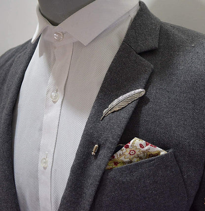 Angelshop Men Metal Brooch Pin Vintage Lapel Stick Pin Suit Tie Brooch Badge 2PCS