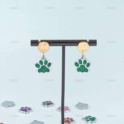 , Animal Dog Cat Paw Print Charms Pendants Crystal Beads Glitter Footprint Snap Button for DIY Necklace Bracelet Jewelry Making (40 Pcs)
