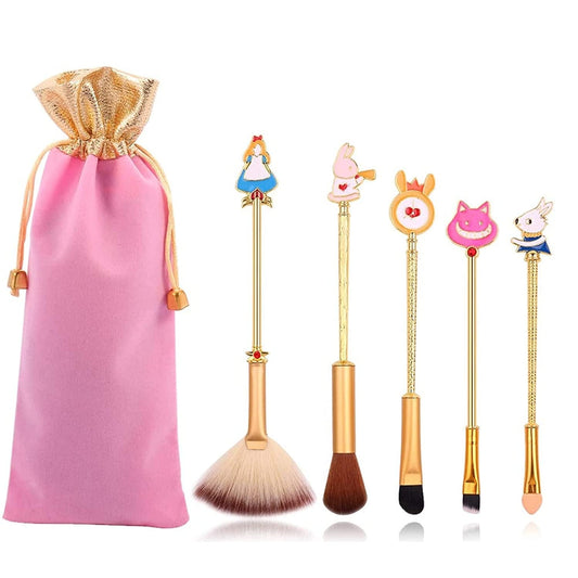 Anime Alice in Wonderland Makeup Brushes Set Foundation Blending Powder Eye Shadow Contour Concealer Blush Cosmetic Fairy Makeup Brush Tools (Gold Color - C) (A - Gold Color) Health & Beauty > Personal Care > Cosmetics > Cosmetic Tools > Makeup Tools feimeng jewelry A - Gold Color  
